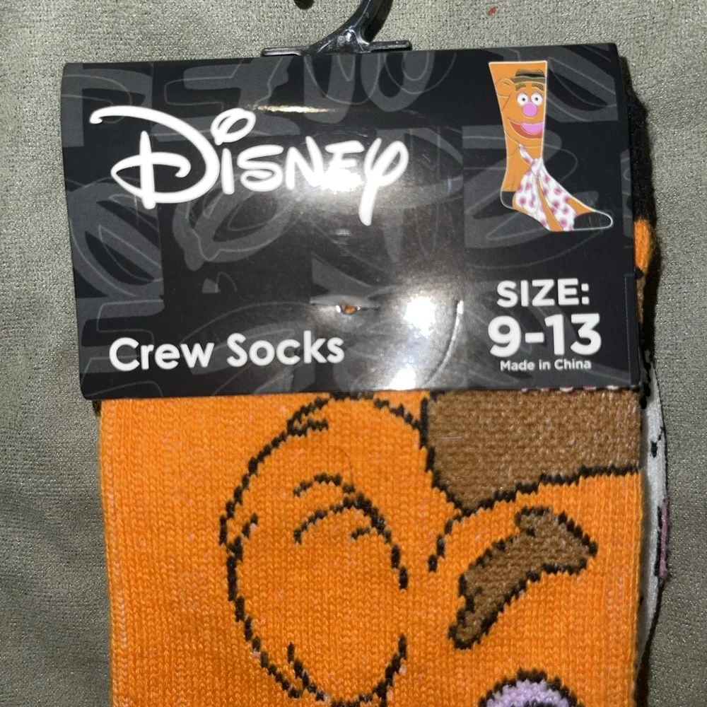 Lot 2 Pairs Disney Muppets Crew Socks Fozzie Bear Kermit The Frog Sz 9-13 NWT